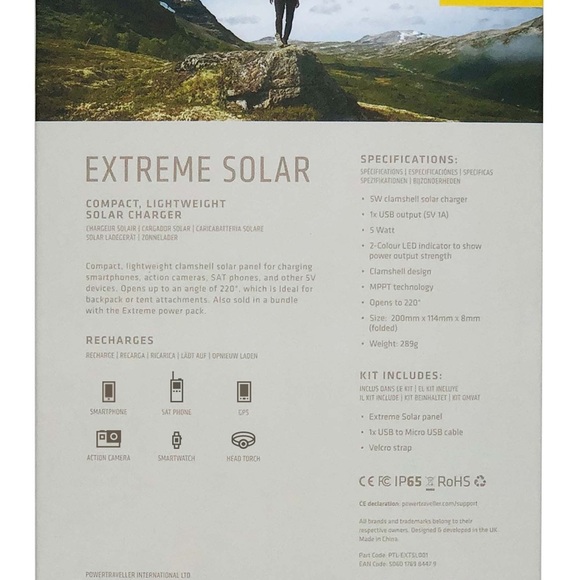 POWERTRAVELLER EXTREME SOLAR PORTABLE SOLAR CHARGER COMPACT & LIGHTWEIGHT - NIB - Picture 11 of 13